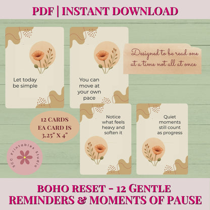 Boho Burnout Reset Bundle for Moms - 7-Day Reset Planner &amp; Gentle Self-Care Journal Printable  Mindset & Recovery Ebook for Mom