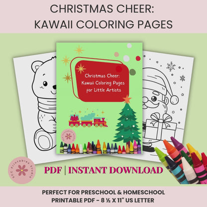 Christmas Coloring Book for Kids – 31 Kawaii Holiday Printable Pages for Fun Family & Classroom Crafts