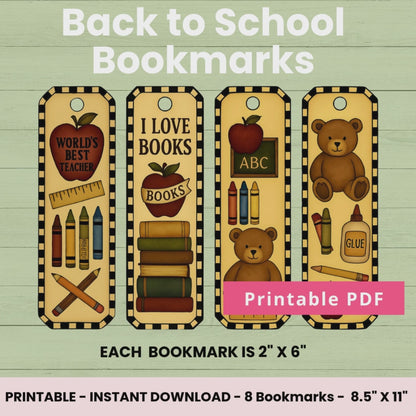 Back to School Printable Bookmarks for Kids – Teacher & Student Gift Set