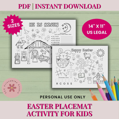 Christian Easter Activity Placemat – Printable Sunday School Worksheet for Kids’ Religious Learning