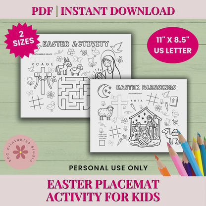 Printable Christian Easter Activity Placemat – Sunday School Worksheet for Kids’ Religious Learning