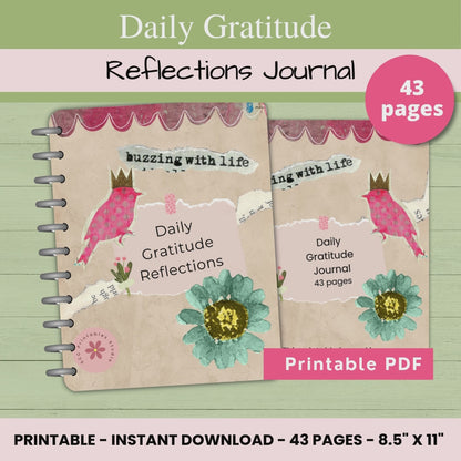 Gratitude Journal PDF – 40 Daily Prompts for Self-Reflection, Affirmations & Mindfulness | Digital Self-Care Journal for Women