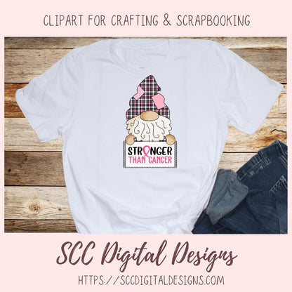 Breast Cancer Gnome Clipart for Stickers for Women, Breast Cancer Awareness PNG for Women, Commercial Use Medical Chart & Stethoscope
