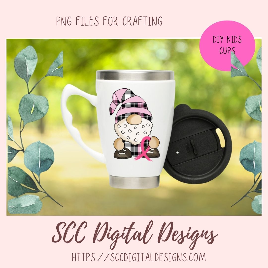 Breast Cancer Gnome Clipart for Stickers for Women, Breast Cancer Awareness PNG for Women, Commercial Use Medical Chart & Stethoscope