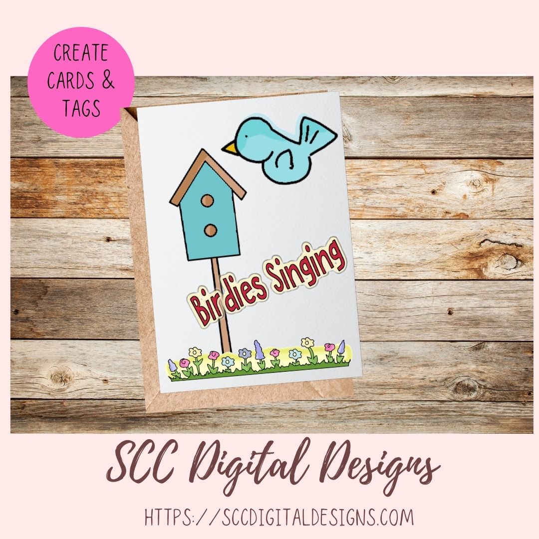 Summer Clipart for Sublimation for Stickers, Word Art, Birdhouses, Blue Bird & Flowers PNG Scrapbook Elements, Country Garden Clip Art