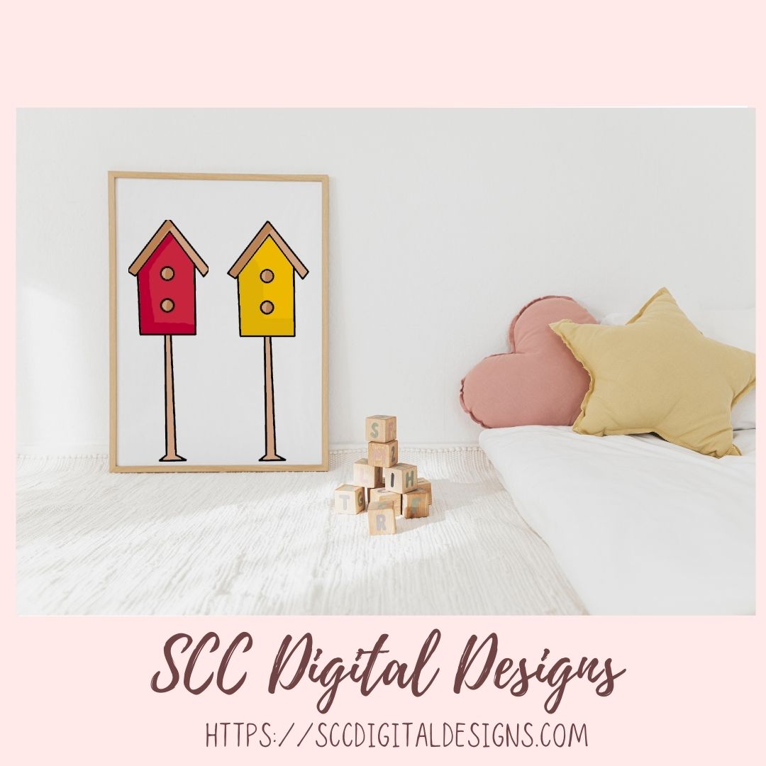 Summer Clipart for Sublimation for Stickers, Word Art, Birdhouses, Blue Bird & Flowers PNG Scrapbook Elements, Country Garden Clip Art