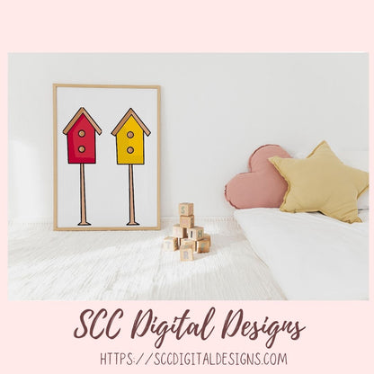 Summer Clipart for Sublimation for Stickers, Word Art, Birdhouses, Blue Bird & Flowers PNG Scrapbook Elements, Country Garden Clip Art