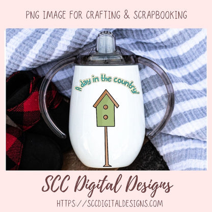 Summer Clipart for Sublimation for Stickers, Word Art, Birdhouses, Blue Bird & Flowers PNG Scrapbook Elements, Country Garden Clip Art