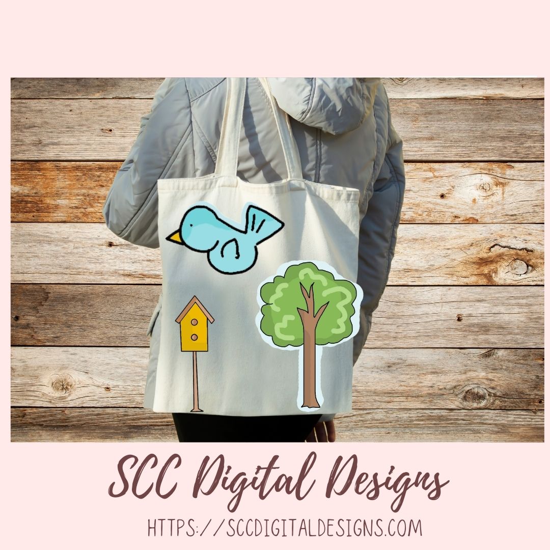 Summer Clipart for Sublimation for Stickers, Word Art, Birdhouses, Blue Bird & Flowers PNG Scrapbook Elements, Country Garden Clip Art