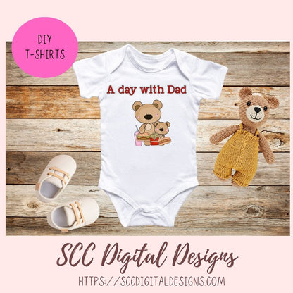 A Day with Dad PNG, Daddy and Baby Bear Clipart for Stickers, Wordart Scrapbook Elements, Whimsical Wildlife Clip Art for Tumblers