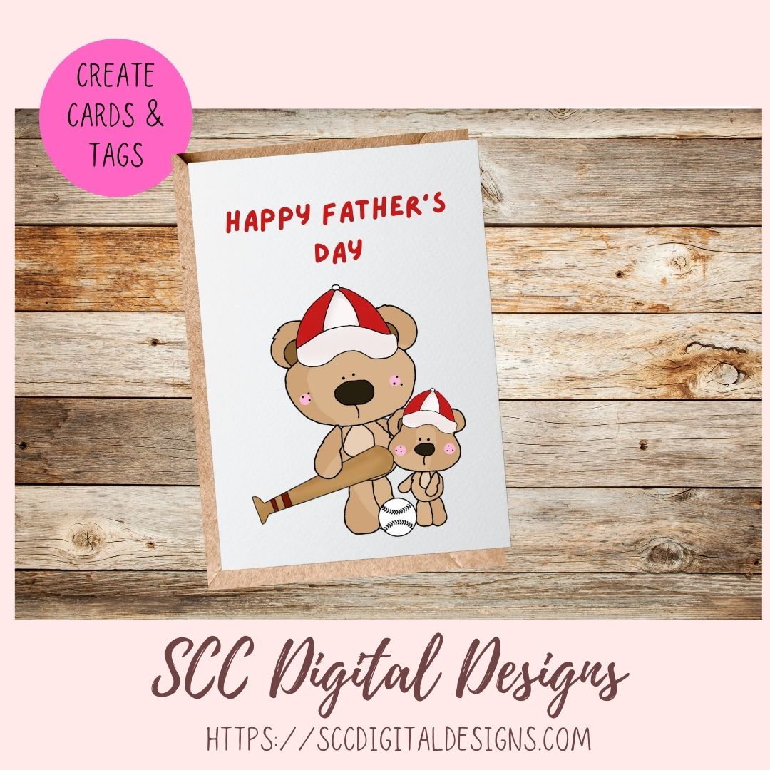 A Day with Dad PNG, Daddy and Baby Bear Clipart for Stickers, Wordart Scrapbook Elements, Whimsical Wildlife Clip Art for Tumblers