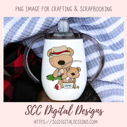 A Day with Dad PNG, Daddy and Baby Bear Clipart for Stickers, Wordart Scrapbook Elements, Whimsical Wildlife Clip Art for Tumblers