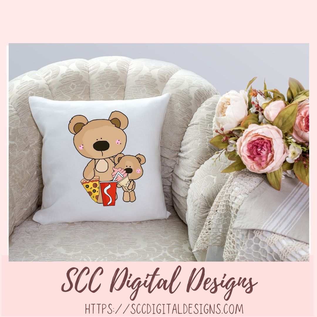 A Day with Dad PNG, Daddy and Baby Bear Clipart for Stickers, Wordart Scrapbook Elements, Whimsical Wildlife Clip Art for Tumblers