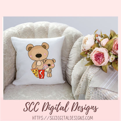A Day with Dad PNG, Daddy and Baby Bear Clipart for Stickers, Wordart Scrapbook Elements, Whimsical Wildlife Clip Art for Tumblers