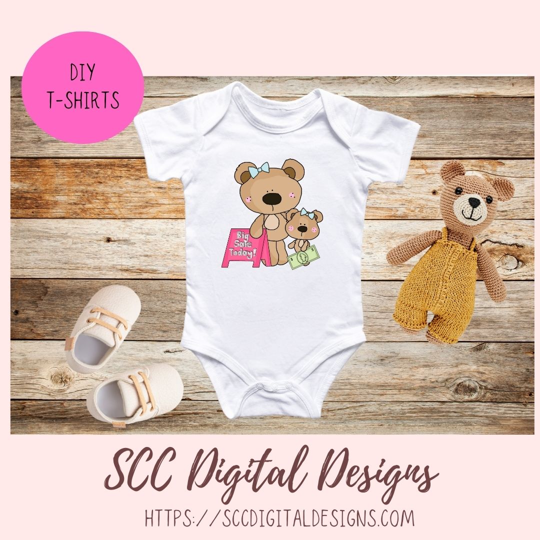 A Day with Mom PNG, Mommy and Baby Bear Clipart for Stickers, Wordart Scrapbook Elements, Girly Whimsical Wildlife Clip Art for Tumblers