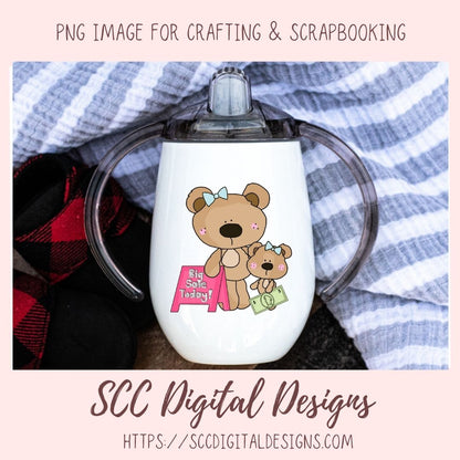 A Day with Mom PNG, Mommy and Baby Bear Clipart for Stickers, Wordart Scrapbook Elements, Girly Whimsical Wildlife Clip Art for Tumblers