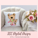 A Day with Mom PNG, Mommy and Baby Bear Clipart for Stickers, Wordart Scrapbook Elements, Girly Whimsical Wildlife Clip Art for Tumblers