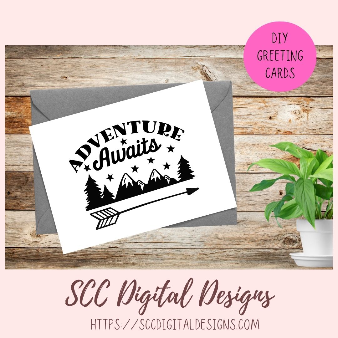 Adventure Awaits SVG, Mountains & Stars PNG for T-Shirts for Mom, DIY Camping Wall Art for Girlfriend, Cabin Decor for Boyfriend Gift