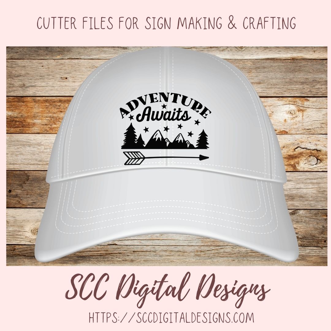 Adventure Awaits SVG, Mountains & Stars PNG for T-Shirts for Mom, DIY Camping Wall Art for Girlfriend, Cabin Decor for Boyfriend Gift