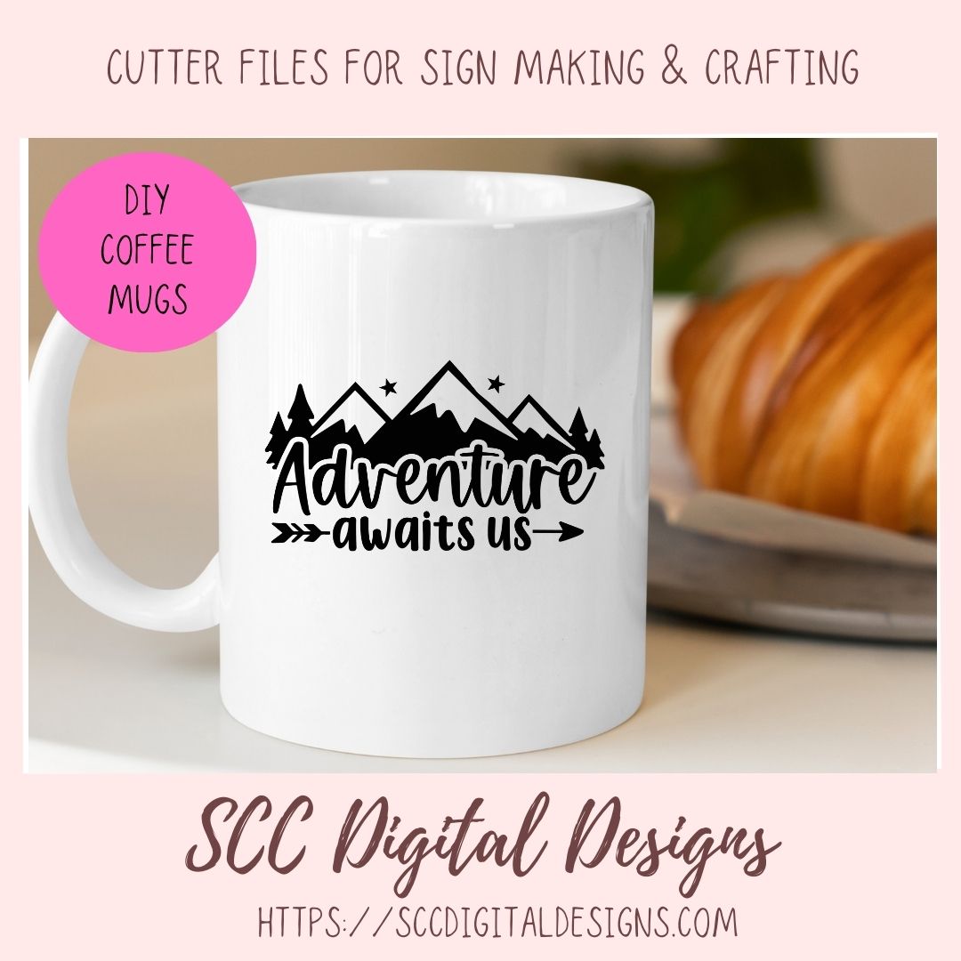 Adventure Awaits SVG, DIY Mountain & Stars Cabin Decor for Dad, Outdoor Lover T-Shirt for Mom, Road Trippin Glamper Wall Art for Camping
