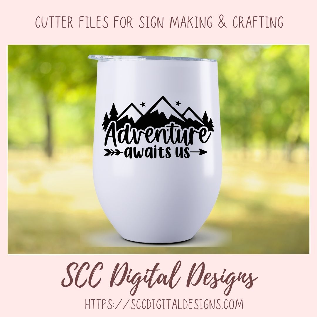 Adventure Awaits SVG, DIY Mountain & Stars Cabin Decor for Dad, Outdoor Lover T-Shirt for Mom, Road Trippin Glamper Wall Art for Camping