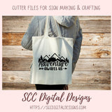 Adventure Awaits SVG, DIY Mountain & Stars Cabin Decor for Dad, Outdoor Lover T-Shirt for Mom, Road Trippin Glamper Wall Art for Camping