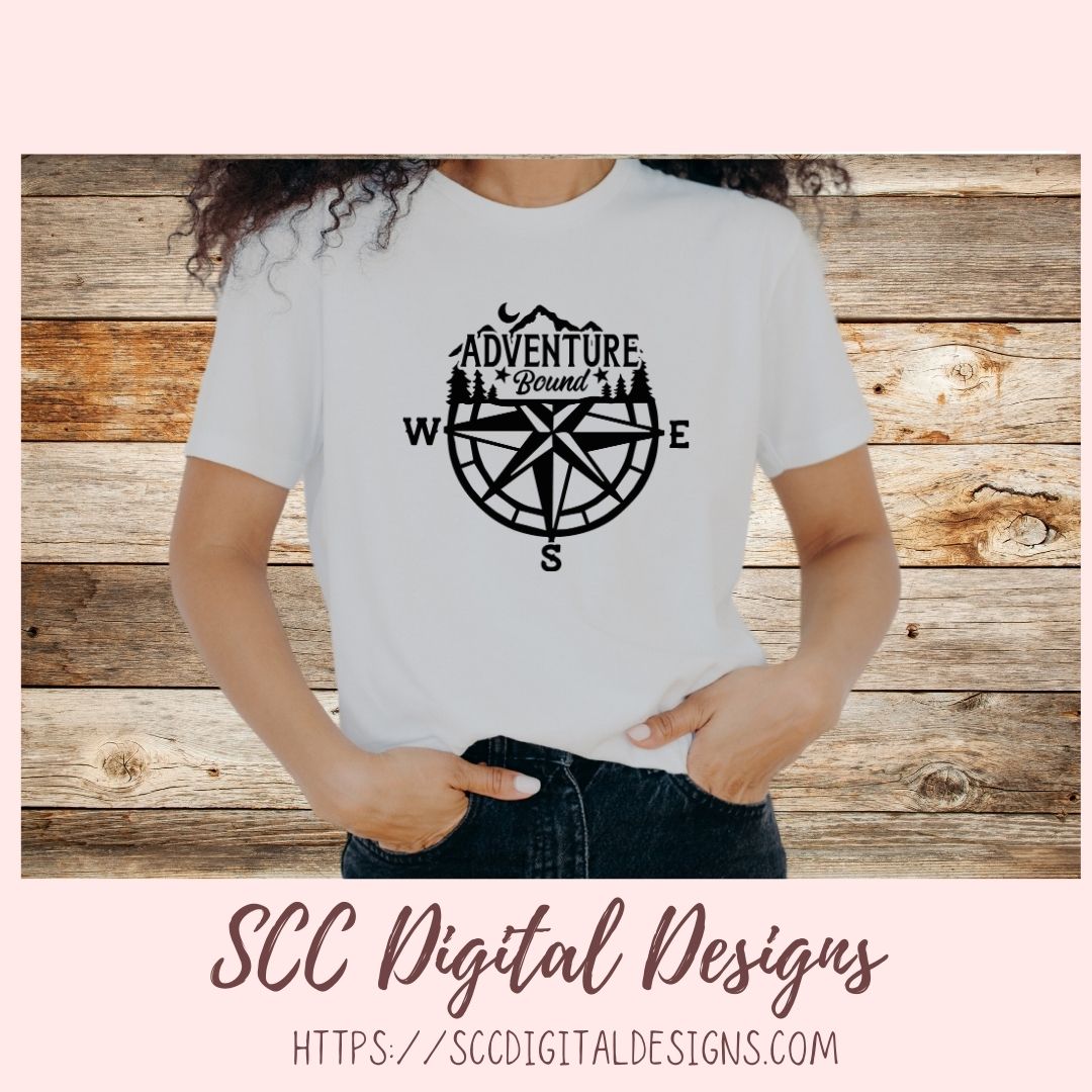 Compass SVG, Adventure Bound PNG for Shirts for Dad, DIY Cabin Wall Art Outdoor Lovers Gift, Off Road Vehicle Decals Camping Accessories