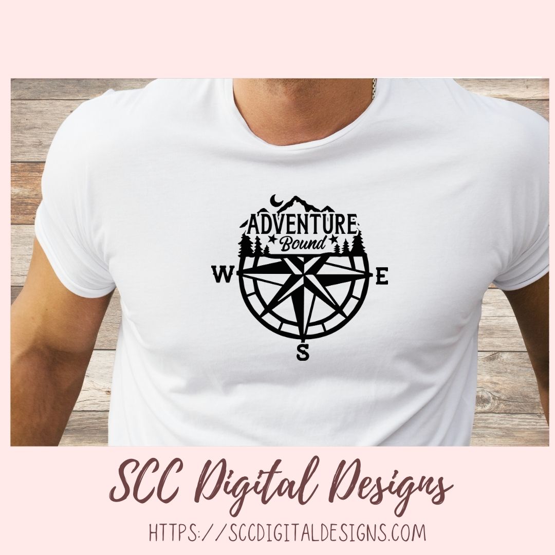 Compass SVG, Adventure Bound PNG for Shirts for Dad, DIY Cabin Wall Art Outdoor Lovers Gift, Off Road Vehicle Decals Camping Accessories