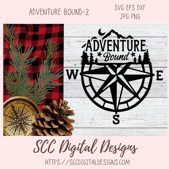 Compass SVG, Adventure Bound PNG for Shirts for Dad, DIY Cabin Wall Art Outdoor Lovers Gift, Off Road Vehicle Decals Camping Accessories