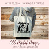 Adventure is Calling SVG, Glamper Decor for Women, Mountains & Trees Outdoor Enthusiasts T-Shirt for Men, Cabin Wall Art, Nature Lover Gift