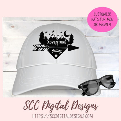 Adventure is Calling #2 SVG, Mountain & Stars Outdoor Enthusiast T-Shirt, DIY Camping Decor for Mom, Back to Nature Farmhouse Sign