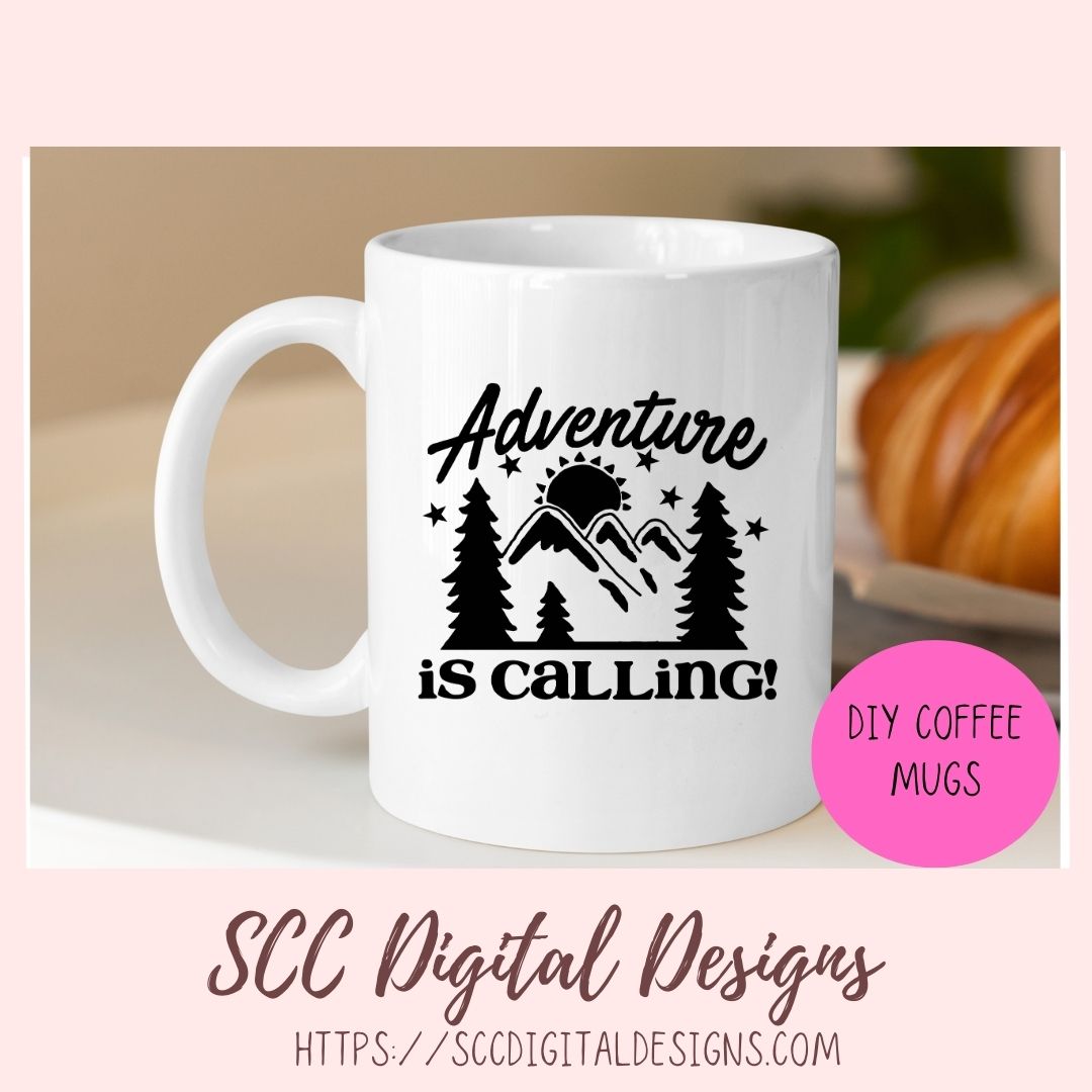 Adventure is Calling SVG, Glamper Decor for Women, Mountains & Trees Outdoor Enthusiasts T-Shirt for Men, Cabin Wall Art, Nature Lover Gift