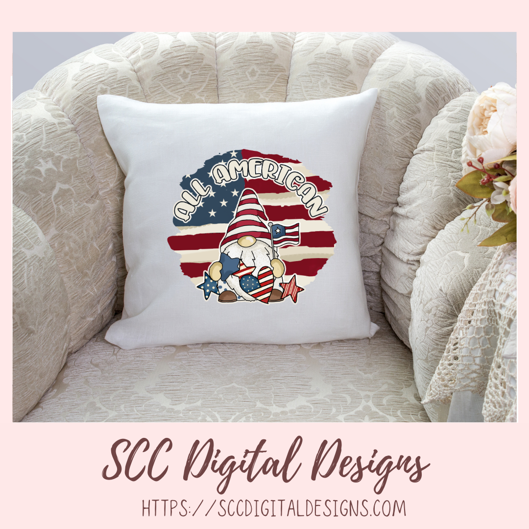 Patriotic All American Gnome Clipart 
1 design in 300 dpi png format