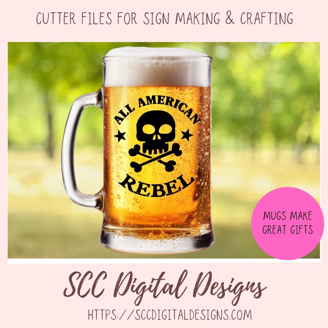 All American Rebel T-Shirt SVG for Military Veteran, July 4th Tumbler for Boyfriend, Independence Day Mug for Dad for Father's Day