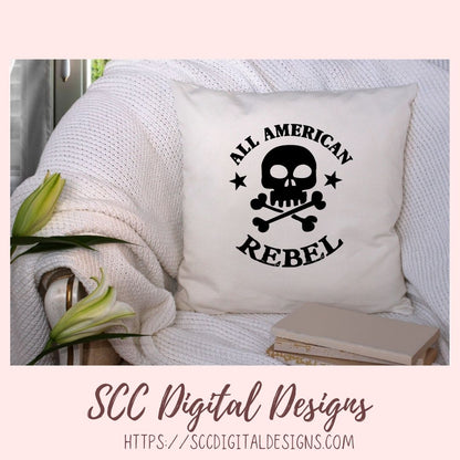 All American Rebel T-Shirt SVG for Military Veteran, July 4th Tumbler for Boyfriend, Independence Day Mug for Dad for Father's Day
