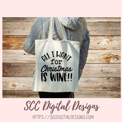 Wine SVG, DIY Christmas Farmhouse Decor for Mom, Funny Designs for Women for Shirts and Tumblers, PNG Designs for Alcohol Bottle Labels