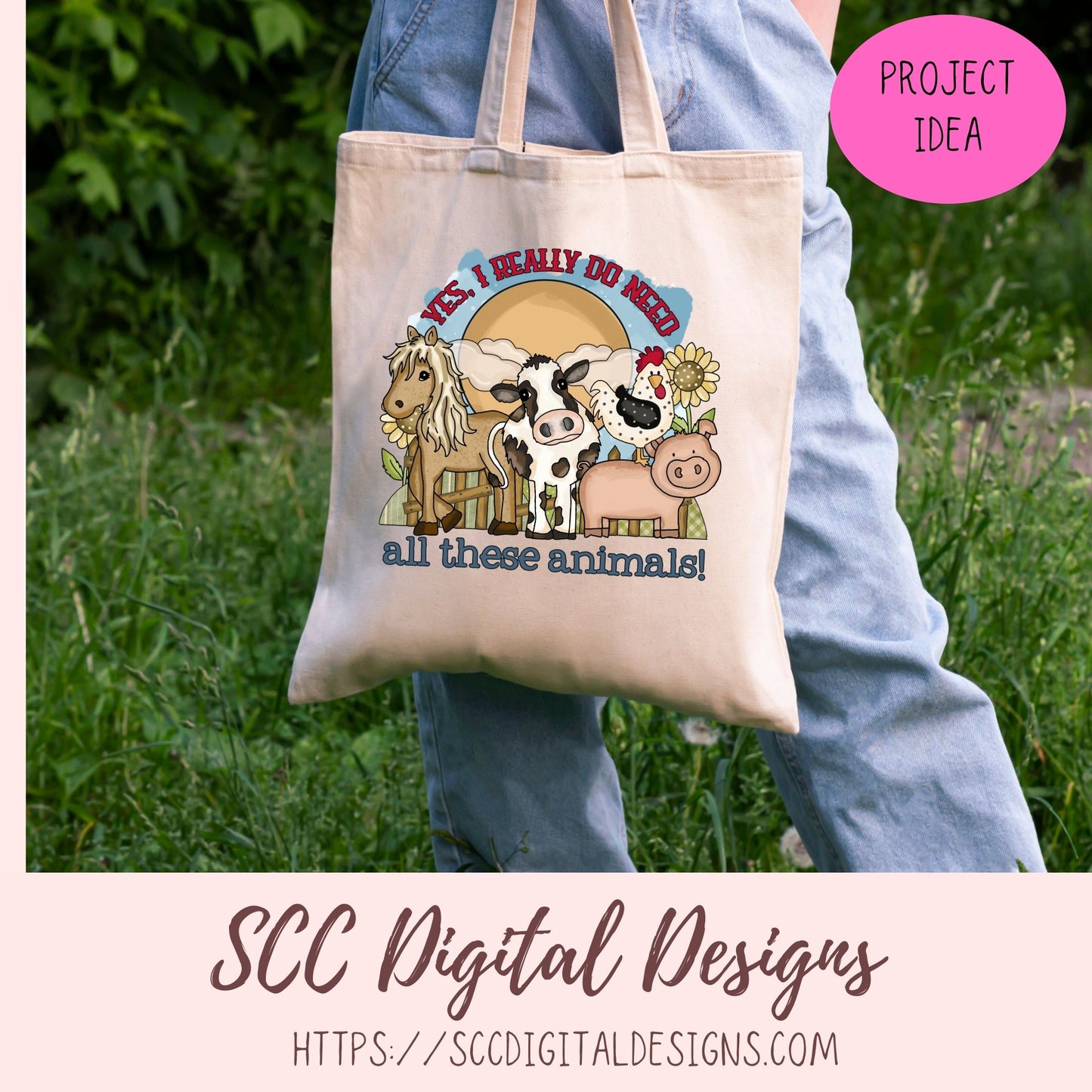 Farm Animal PNG - Yes, I Really Do Need All These Animals Sublimation Clipart, Farm Life PNG Horse Cow Pig Chicken Digital Scrapbook Elements
