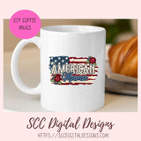 American Mama PNG, Red Roses Military Hero Gift for Women, Red White Blue Flag Clipart for Stickers for Mom Patriotic Tumbler for Girlfriend