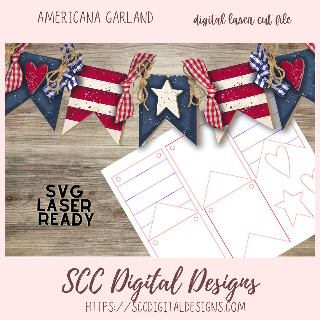 4th of July Americana Garland SVG 1 svg design for glow forge & laser cutters