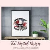Skull PNG, American Born & Bred Clipart for T-Shirts for Women, Red Roses Sublimation Design for Stickers for Girlfriend, Floral Wall Art