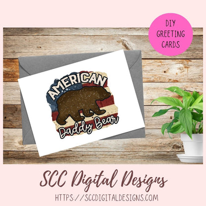 American Daddy Bear Clipart, Father's Day Gift for Husband, Red White & Blue Man Cave Sign for Boyfriend, Patriotic Dad T-Shirt for Birthday