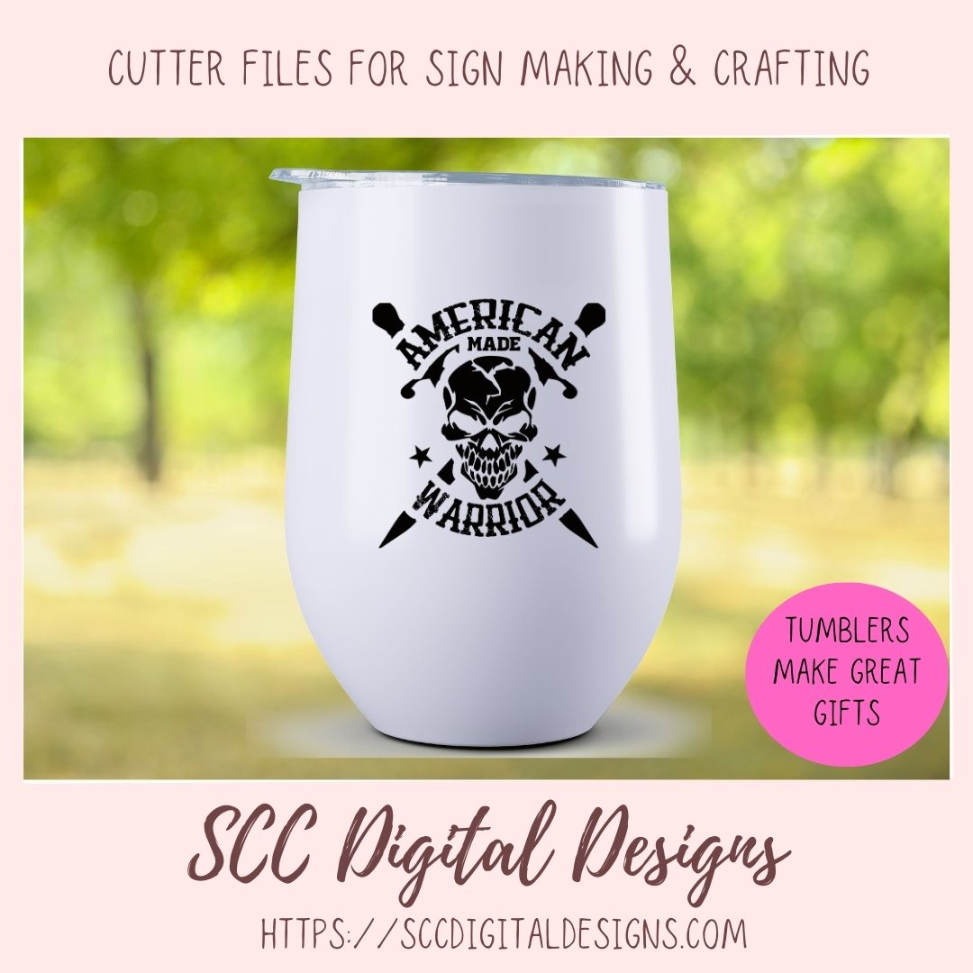American Made Warrior SVG, Skull and Crossbones T-Shirt for Dad for Father's Day, Proud American Mug for Veteran, 