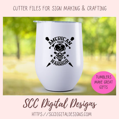 American Made Warrior SVG, Skull and Crossbones T-Shirt for Dad for Father's Day, Proud American Mug for Veteran, 