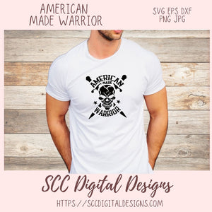 American Made Warrior SVG, Skull and Crossbones T-Shirt for Dad for Father's Day, Proud American Mug for Veteran, 