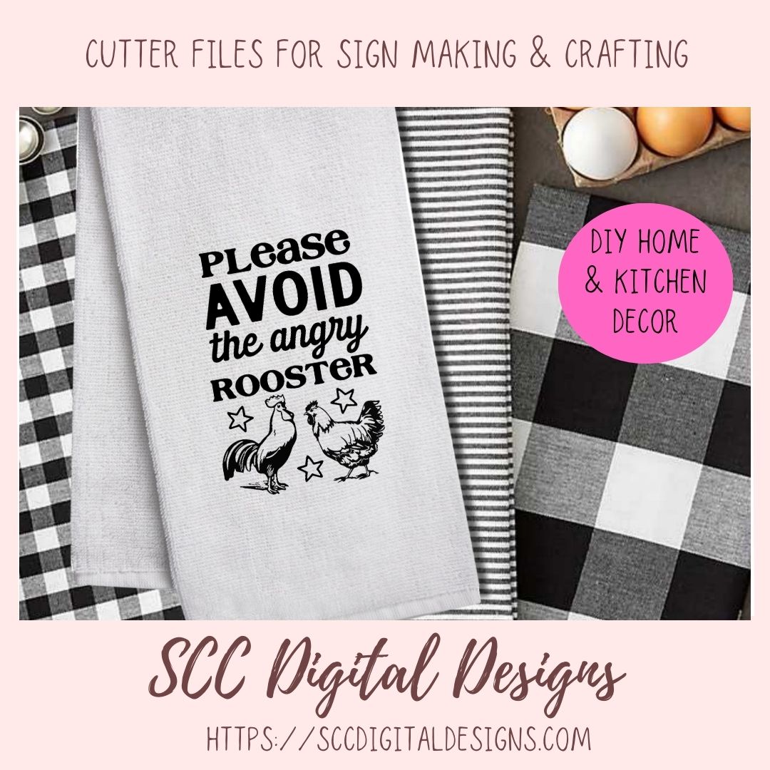Avoid the Angry Rooster SVG, DIY Farmhouse Home Decor with Cricut for Mom, Chicken Lover Gift for Her, Funny Kitchen Decor For Girlfriend