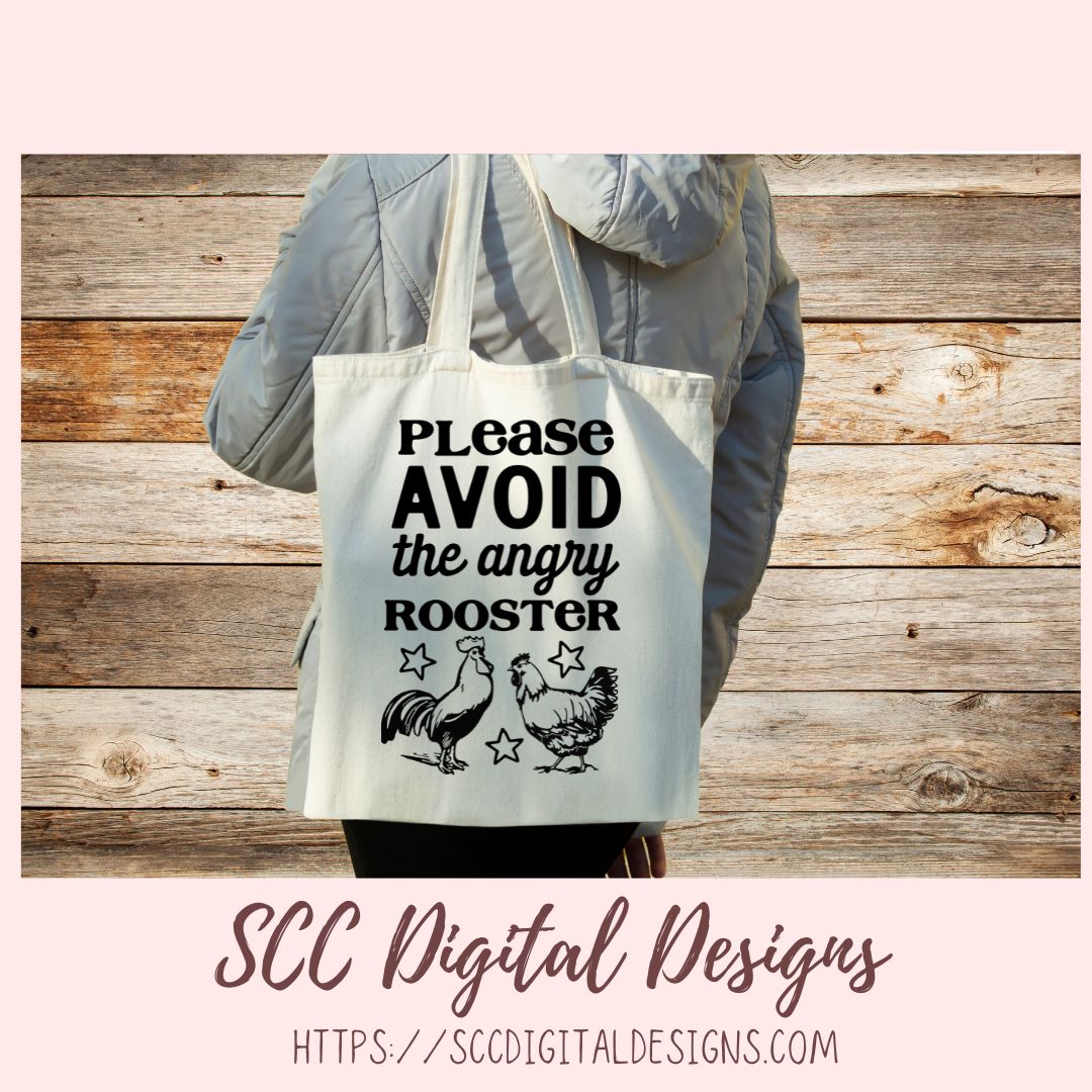 Avoid the Angry Rooster SVG, DIY Farmhouse Home Decor with Cricut for Mom, Chicken Lover Gift for Her, Funny Kitchen Decor For Girlfriend