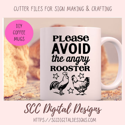 Avoid the Angry Rooster SVG, DIY Farmhouse Home Decor with Cricut for Mom, Chicken Lover Gift for Her, Funny Kitchen Decor For Girlfriend