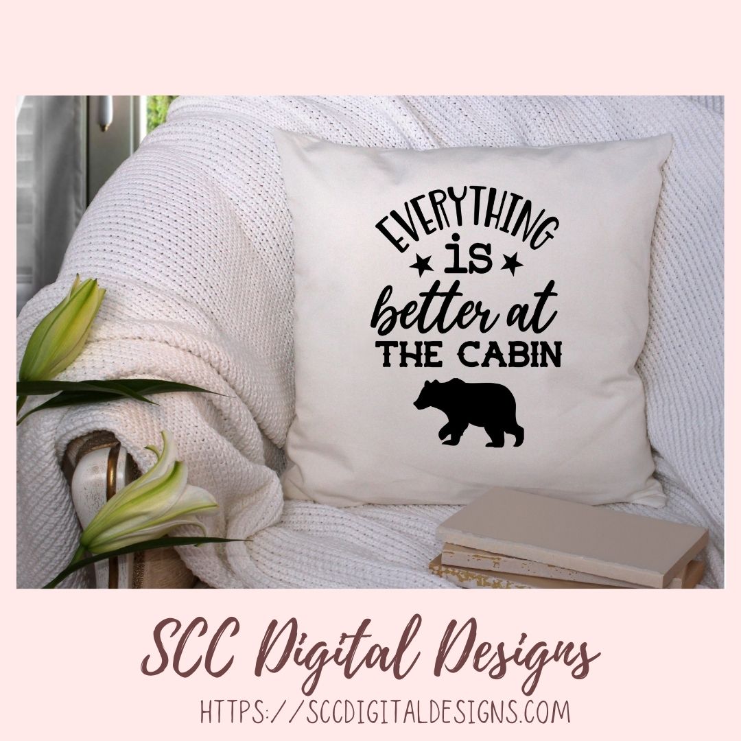 Life is Better at the Cabin SVG, Outdoor Antler T-Shirt for Dad, Rustic Bear Wall Art for Father's Day for Men, Hunting Camp PNG, 2 Designs