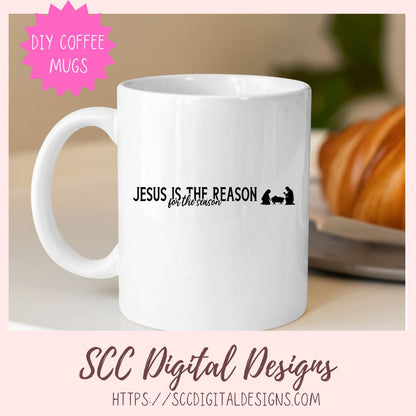 Away in the Manger SVG Bundle, Happy Birthday Jesus PNG Jesus is the Reason for the Season And Unto Us a Child is Born Religious Home Decor