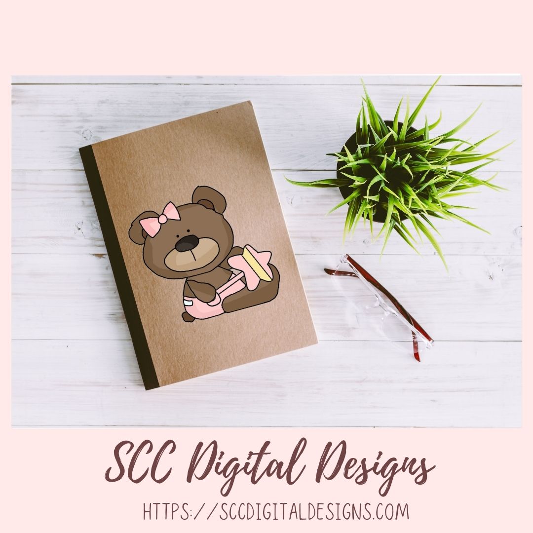 Baby Bear Clipart PNG, Bundle includes Wordart, Digital Papers, and 16 Elements, DIY Baby Shower Invitation for New Mom, Mother to Be Announcement, Gender Reveal Party Invite, Nursery Decor